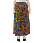 Bohemian Indian Mandala Pattern Print Chiffon Maxi Skirt