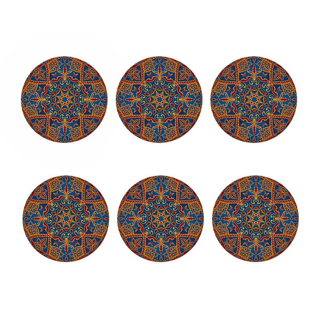 Bohemian Indian Mandala Pattern Print Coaster Set