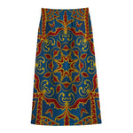 Bohemian Indian Mandala Pattern Print Cotton Front Slit Maxi Skirt