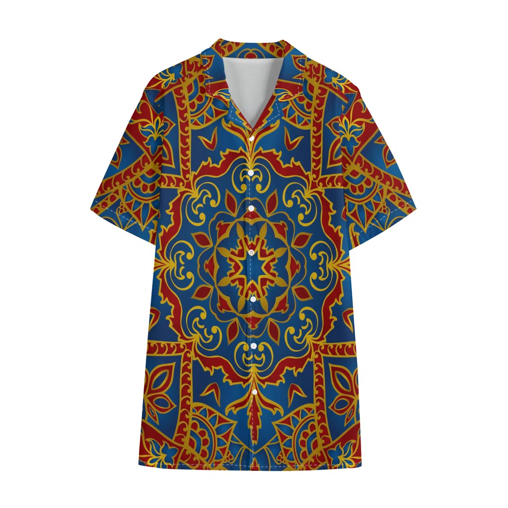 Bohemian Indian Mandala Pattern Print Cotton Hawaiian Shirt