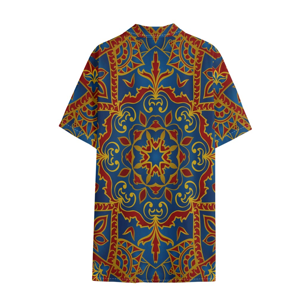Bohemian Indian Mandala Pattern Print Cotton Hawaiian Shirt