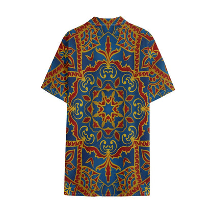 Bohemian Indian Mandala Pattern Print Cotton Hawaiian Shirt