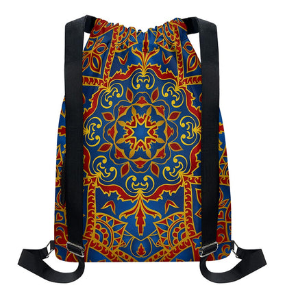 Bohemian Indian Mandala Pattern Print Drawstring Backpack