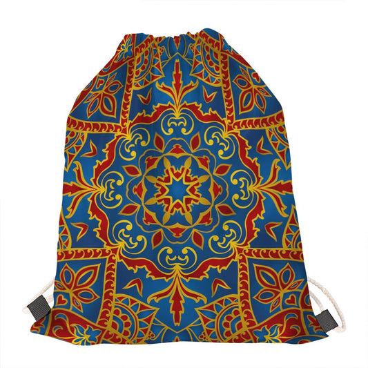 Bohemian Indian Mandala Pattern Print Drawstring Bag