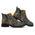 Bohemian Indian Mandala Pattern Print Flat Ankle Boots