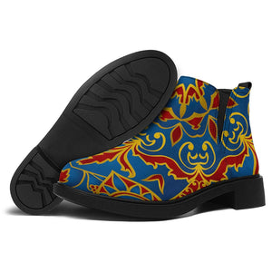 Bohemian Indian Mandala Pattern Print Flat Ankle Boots