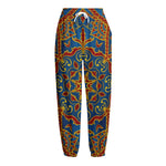 Bohemian Indian Mandala Pattern Print Fleece Lined Knit Pants