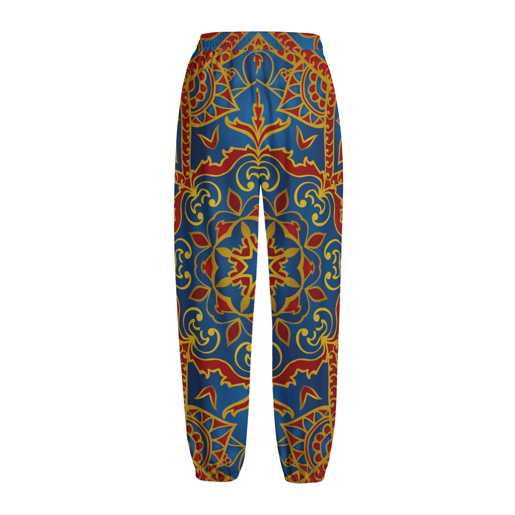 Bohemian Indian Mandala Pattern Print Fleece Lined Knit Pants