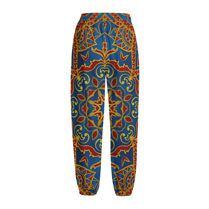 Bohemian Indian Mandala Pattern Print Fleece Lined Knit Pants
