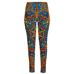 Bohemian Indian Mandala Pattern Print High-Waisted Pocket Leggings