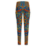 Bohemian Indian Mandala Pattern Print High-Waisted Pocket Leggings