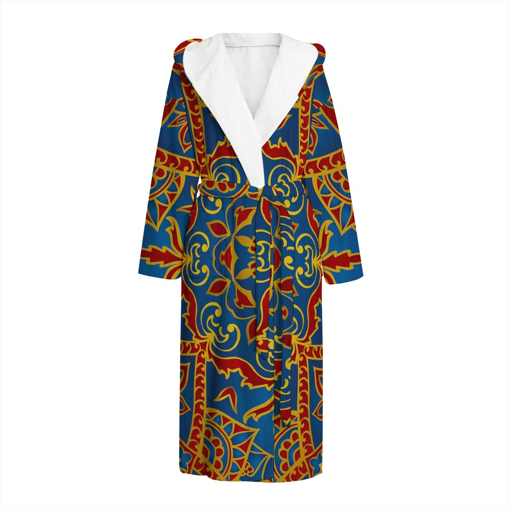 Bohemian Indian Mandala Pattern Print Hooded Bathrobe