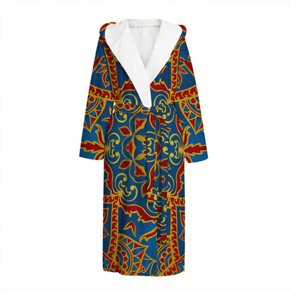 Bohemian Indian Mandala Pattern Print Hooded Bathrobe