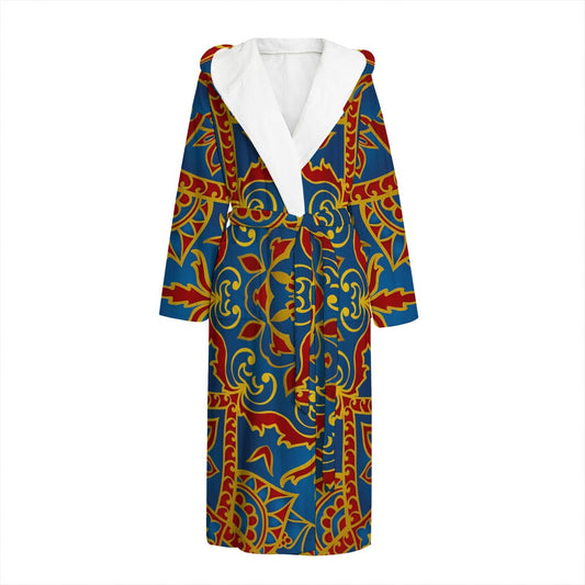 Bohemian Indian Mandala Pattern Print Hooded Bathrobe
