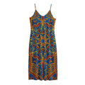 Bohemian Indian Mandala Pattern Print Jersey Midi Cami Dress