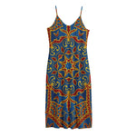 Bohemian Indian Mandala Pattern Print Jersey Midi Cami Dress