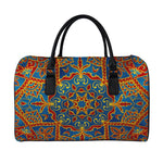 Bohemian Indian Mandala Pattern Print Leather Duffle Bag