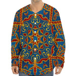 Bohemian Indian Mandala Pattern Print Long Sleeve Baseball Jersey