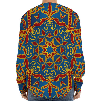 Bohemian Indian Mandala Pattern Print Long Sleeve Baseball Jersey