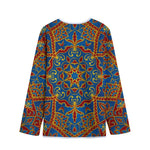 Bohemian Indian Mandala Pattern Print Long Sleeve Short Coat