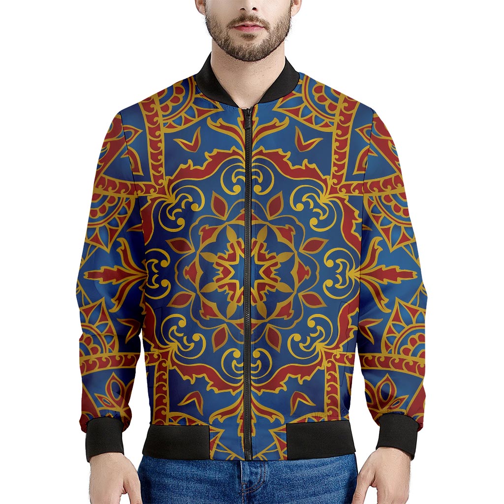 Bohemian Indian Mandala Pattern Print Men's Bomber Jacket