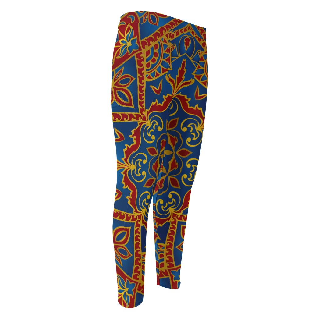 Bohemian Indian Mandala Pattern Print Men's Compression Pants