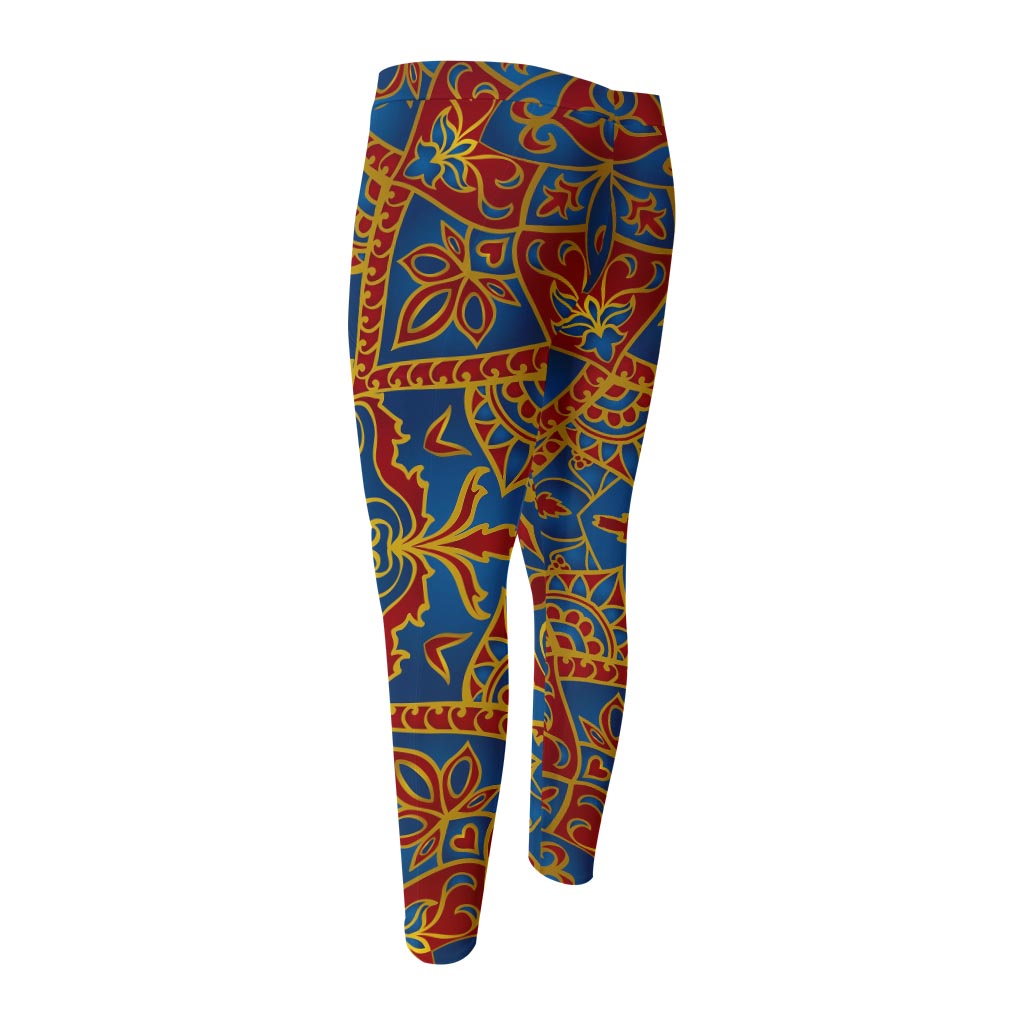 Bohemian Indian Mandala Pattern Print Men's Compression Pants