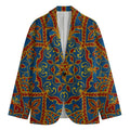 Bohemian Indian Mandala Pattern Print Men's Cotton Blazer