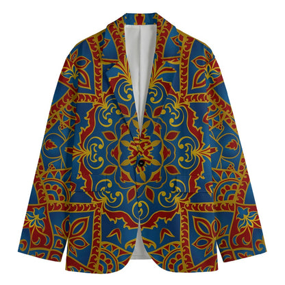 Bohemian Indian Mandala Pattern Print Men's Cotton Blazer