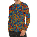 Bohemian Indian Mandala Pattern Print Men's Long Sleeve Rash Guard