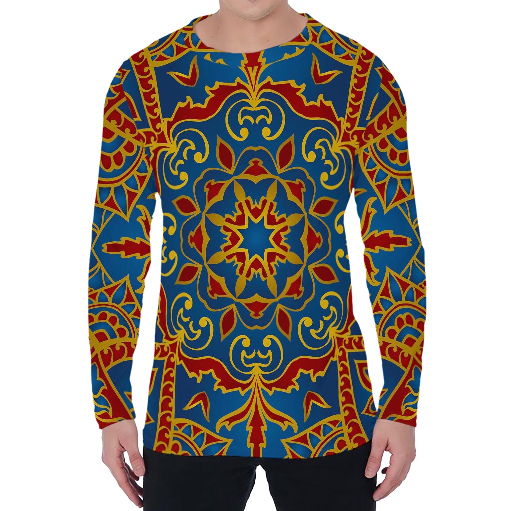 Bohemian Indian Mandala Pattern Print Men's Long Sleeve T-Shirt