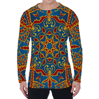 Bohemian Indian Mandala Pattern Print Men's Long Sleeve T-Shirt
