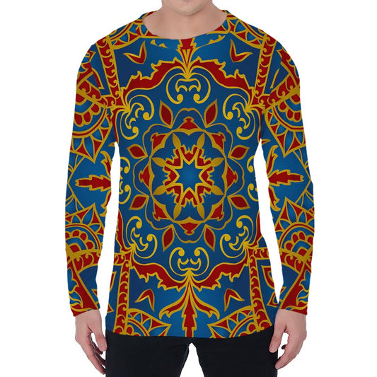 Bohemian Indian Mandala Pattern Print Men's Long Sleeve T-Shirt