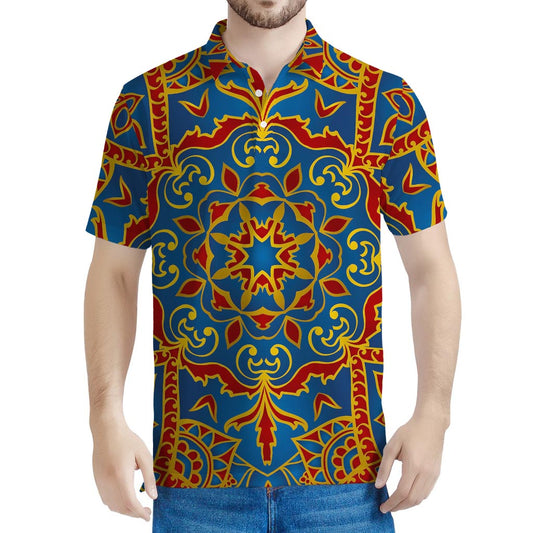 Bohemian Indian Mandala Pattern Print Men's Polo Shirt