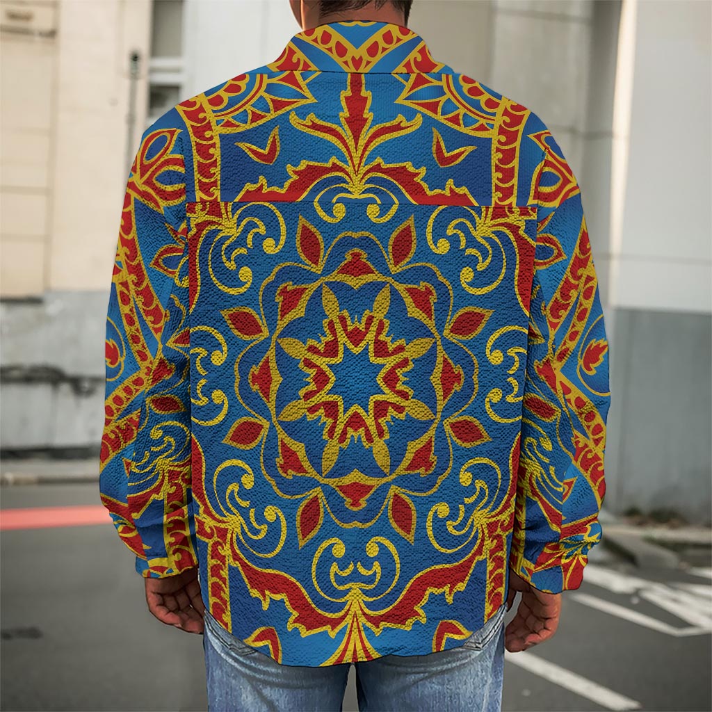 Bohemian Indian Mandala Pattern Print Men's Shirt Jacket