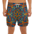 Bohemian Indian Mandala Pattern Print Men's Split Running Shorts