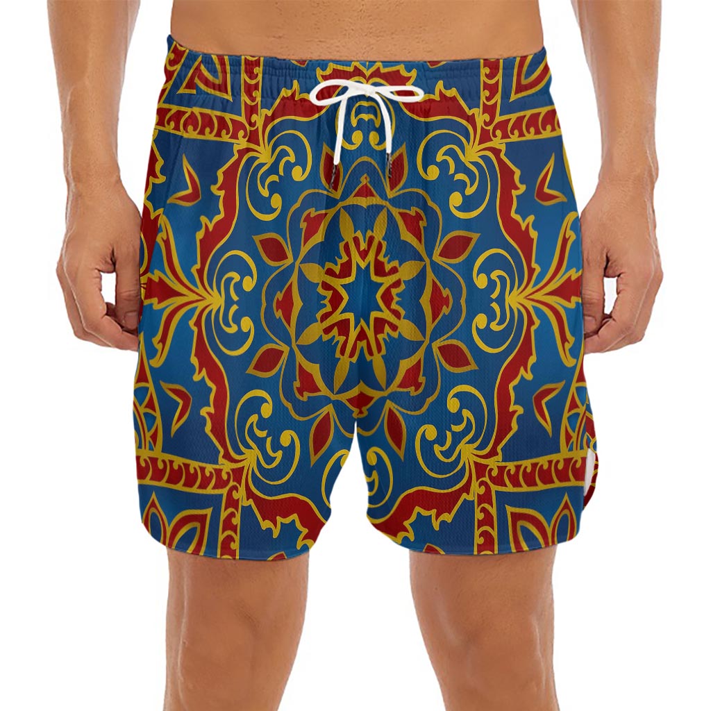 Bohemian Indian Mandala Pattern Print Men's Split Running Shorts