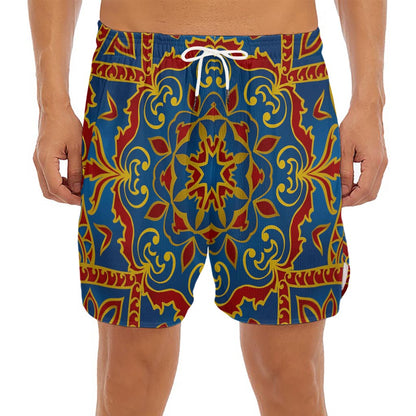 Bohemian Indian Mandala Pattern Print Men's Split Running Shorts