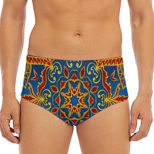 Bohemian Indian Mandala Pattern Print Men's Triangle Swim Briefs