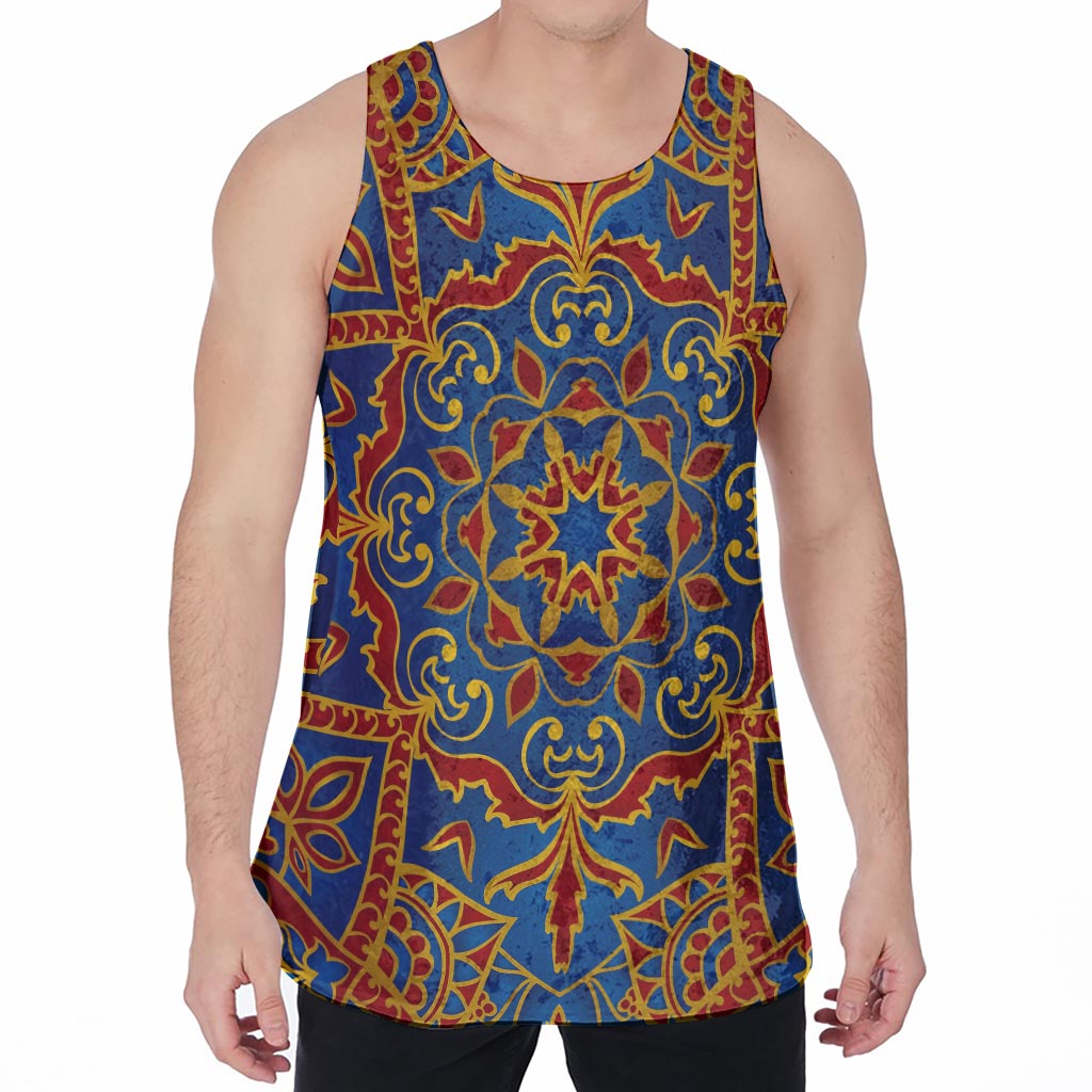 Bohemian Indian Mandala Pattern Print Men's Velvet Tank Top
