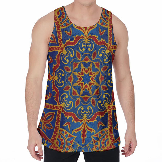 Bohemian Indian Mandala Pattern Print Men's Velvet Tank Top