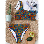 Bohemian Indian Mandala Pattern Print One Shoulder Bikini Top