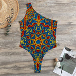 Bohemian Indian Mandala Pattern Print One Shoulder Bodysuit