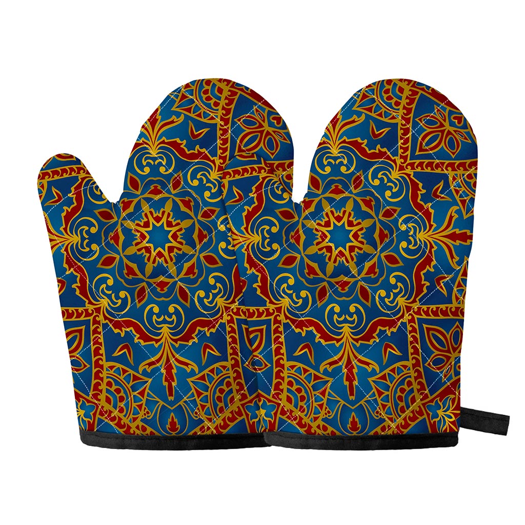 Bohemian Indian Mandala Pattern Print Oven Mitts