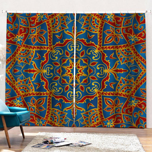 Bohemian Indian Mandala Pattern Print Pencil Pleat Curtains