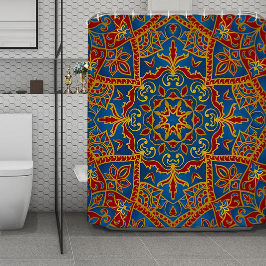 Bohemian Indian Mandala Pattern Print Polyester Shower Curtain