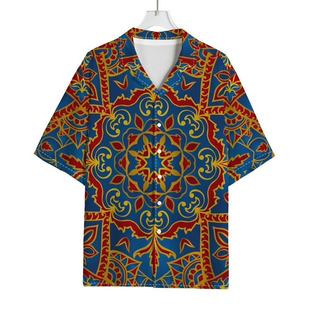 Bohemian Indian Mandala Pattern Print Rayon Hawaiian Shirt