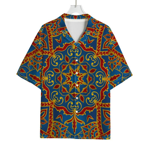Bohemian Indian Mandala Pattern Print Rayon Hawaiian Shirt