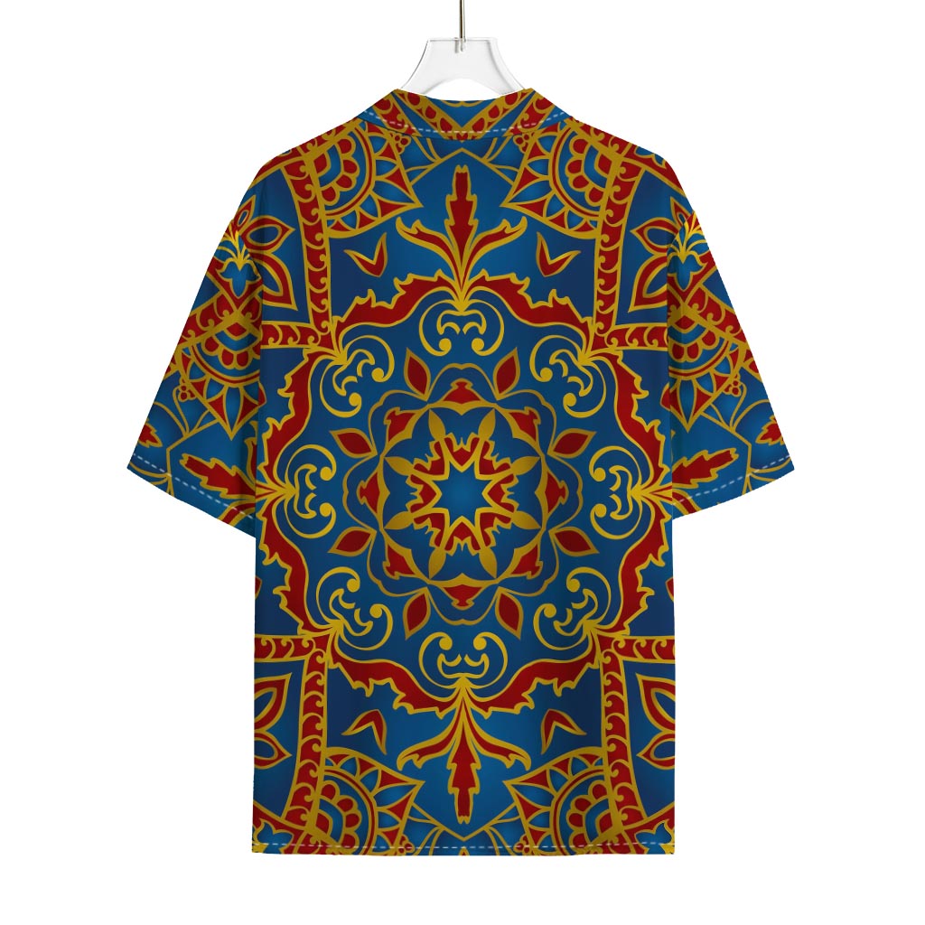 Bohemian Indian Mandala Pattern Print Rayon Hawaiian Shirt