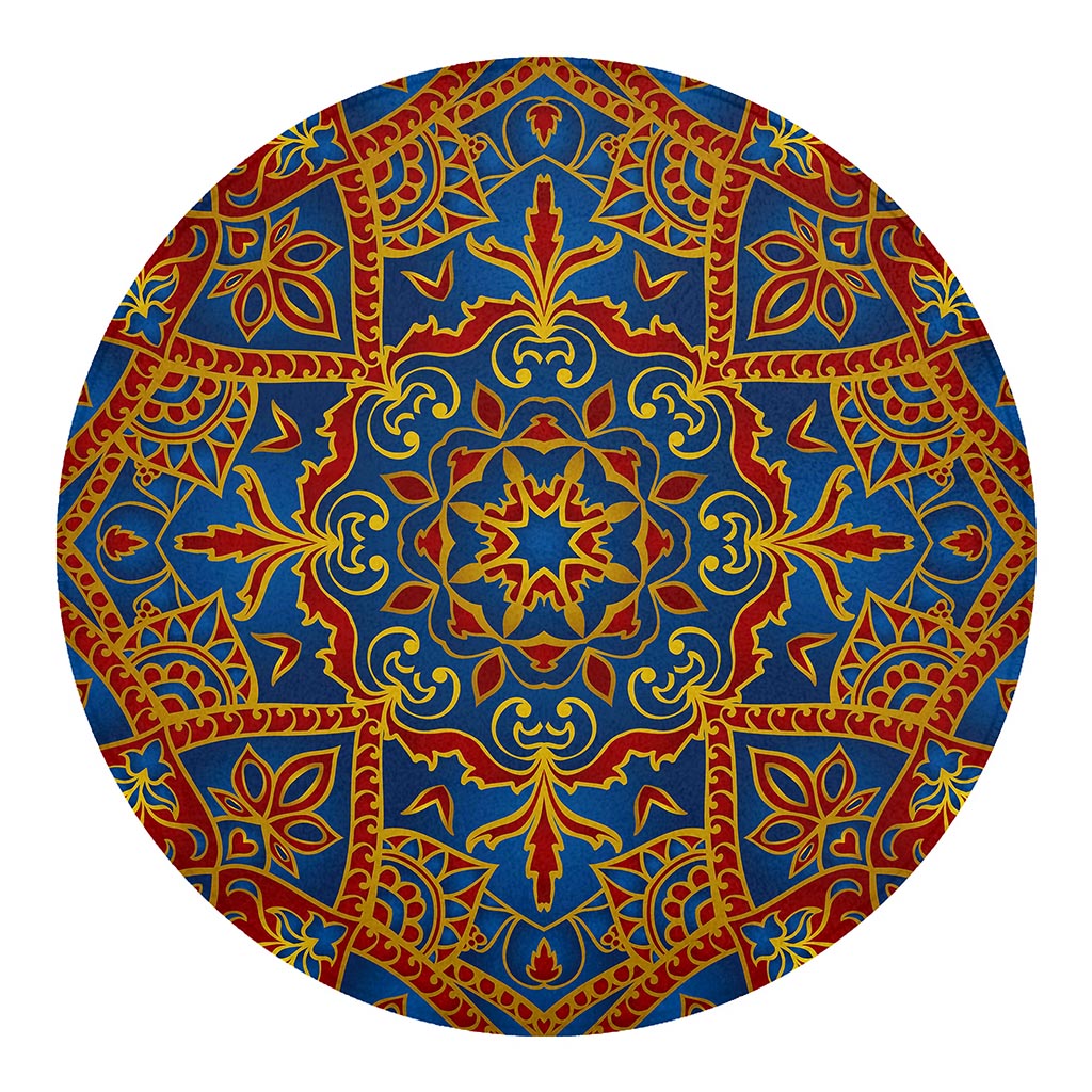 Bohemian Indian Mandala Pattern Print Round Blanket
